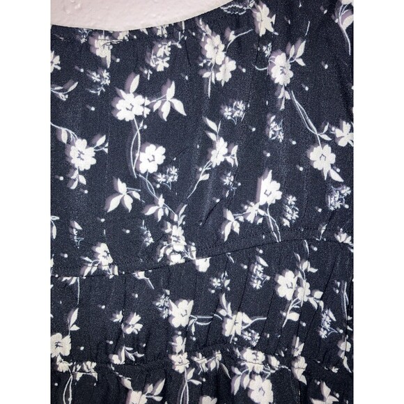 Inspired Hearts Women's Mini Dress Black & White Floral, Long Sleeves, Ruffled L - Picture 7 of 12